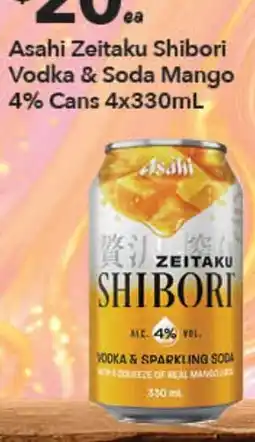 Ritchies Asahi Zeitaku Shibori Vodka & Soda Mango offer