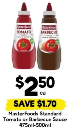 Drakes MasterFoods Standard Tomato or Barbecue Sauce offer