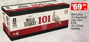 Wild Turkey 101 Bourbon & Cola / Zero Varieties