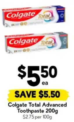 Drakes Colgate Total Advanced Toothpaste offer