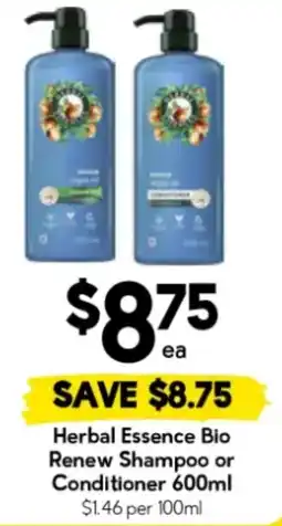 Drakes Herbal Essence Bio Renew Shampoo or Conditioner offer