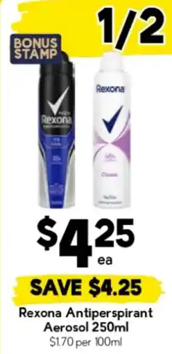 Drakes Rexona Antiperspirant Aerosol offer