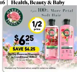 Drakes Herbal Essences Shampoo or Conditioner offer