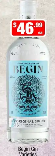 Liquor Stax Begin Gin Varieties offer