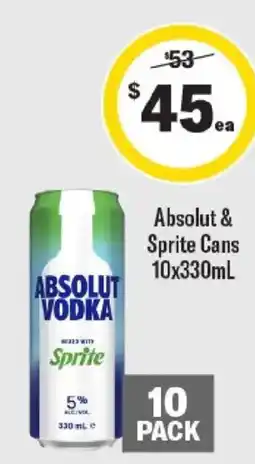 Liquorland Absolut & Sprite Cans offer
