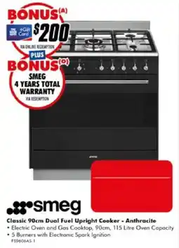 The Good Guys SMEG Classic 90cm Dual Fuel Upright Cooker - Anthracite offer