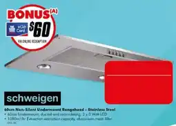 The Good Guys schweigen 60cm Non-Silent Undermount Rangehood - Stainless Steel offer