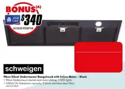 The Good Guys schweigen 90cm Silent Undermount Rangehood with Inline Motor - Black offer