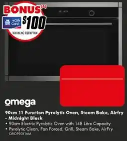 The Good Guys Omega 90cm 11 Function Pyrolytic Oven, Steam Bake, Airfry - Midnight Black offer