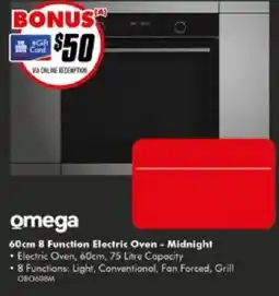 The Good Guys Omega 60cm 8 Function Electric Oven - Midnight offer