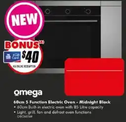 The Good Guys Omega 60cm 5 Function Electric Oven - Midnight Black offer