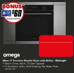 The Good Guys Omega 60cm 11 Function Electric Oven with Airfry - Midnight offer