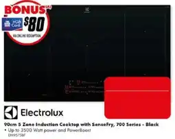 The Good Guys Electrolux 90cm 5 Zone Induction Cooktop with SenseFry, 700 Series - Black offer