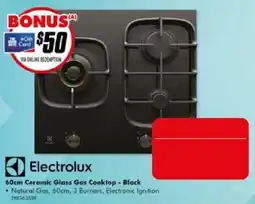 The Good Guys Electrolux 60cm Ceramic Glass Gas Cooktop - Black offer
