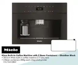 The Good Guys Miele 45cm Built-In Coffee Machine with 2 Bean Containers - Obsidian Black offer