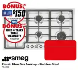 The Good Guys Smeg Classic 90cm Gas Cooktop - Stainless Steel offer