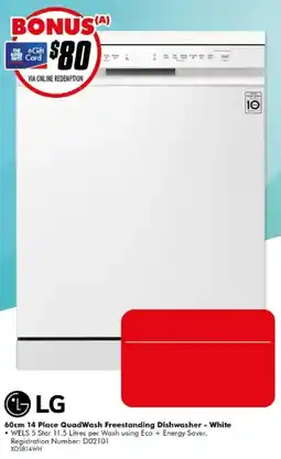 The Good Guys LG 60cm 14 Place QuadWash Freestanding Dishwasher - White offer