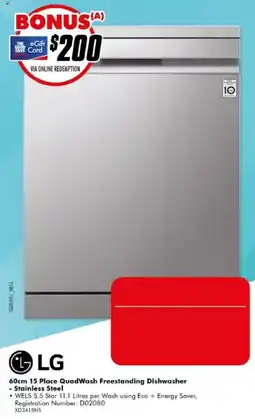 The Good Guys LG 60cm 15 Place QuadWash Freestanding Dishwasher offer