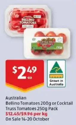 ALDI Australian Bellino Tomatoes or Cocktail Truss Tomatoes offer