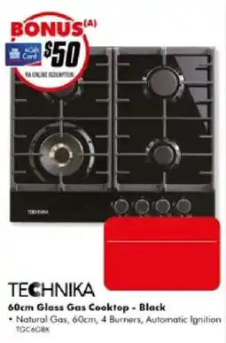 The Good Guys Technika 60cm Glass Gas Cooktop - Black offer
