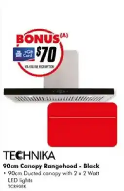 The Good Guys Technika 90cm Canopy Rangehood - Black offer