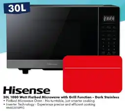 The Good Guys Hisense 30L 1000 Watt Flatbed Microwave with Grill Function - Dark Stainless offer