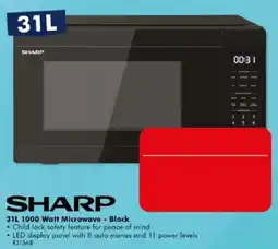 The Good Guys Sharp 31L 1000 Watt Microwave - Black offer