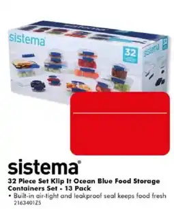 The Good Guys sistema 32 Piece Set Klip It Ocean Blue Food Storage Containers Set offer