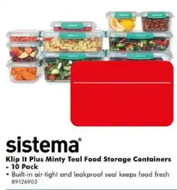 The Good Guys sistema Klip It Plus Minty Teal Food Storage Containers offer