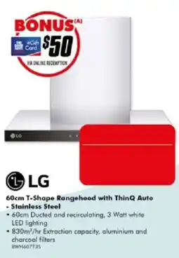The Good Guys LG 60cm T-Shape Rangehood with ThinQ Auto - Stainless Steel offer