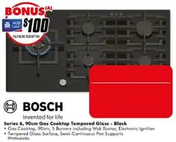 The Good Guys Bosch Series 6, 90cm Gas Cooktop Tempered Glass - Black offer