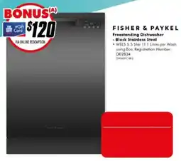 The Good Guys Fisher & Paykel Freestanding Dishwasher - Black Stainless Steel offer