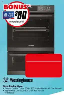 The Good Guys Westinghouse 60cm Double Oven offer