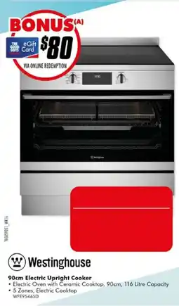 The Good Guys Westinghouse 90cm Electric Upright Cooker offer
