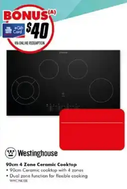 The Good Guys Westinghouse 90cm 4 Zone Ceramic Cooktop offer