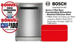 The Good Guys Bosch Series 4 Flat Door Freestanding Dishwasher offer