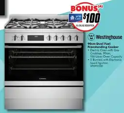 The Good Guys Westinghouse 90cm Dual Fuel Freestanding Cooker offer