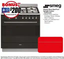 The Good Guys smeg Classic 90cm Dual Fuel Upright Cooker - Anthracite offer