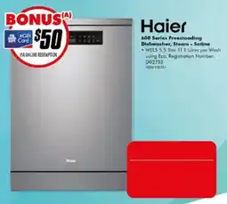 The Good Guys Haier 600 Series Freestanding Dishwasher, Steam - Satina offer