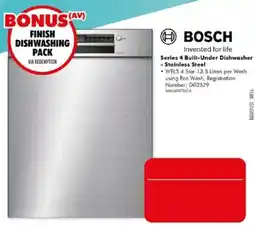 The Good Guys Bosch Series 4 Built-Under Dishwasher - Stainless Steel offer