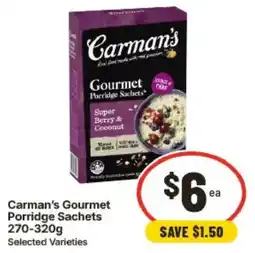 IGA Carman's Gourmet Porridge Sachets offer