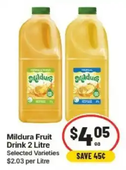IGA Mildura Fruit Drink 2 Litre offer