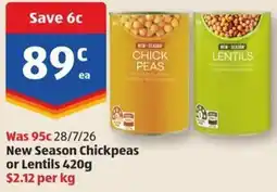 ALDI New Season Chickpeas or Lentils offer
