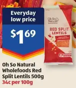 ALDI Oh So Natural Wholefoods Red Split Lentils offer
