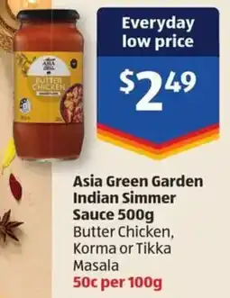 ALDI Asia Green Garden Indian Simmer Sauce offer