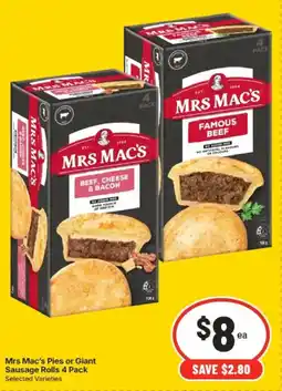 IGA Mrs Mac's Pies or Giant Sausage Rolls offer