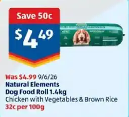 ALDI Natural Elements Dog Food Roll offer