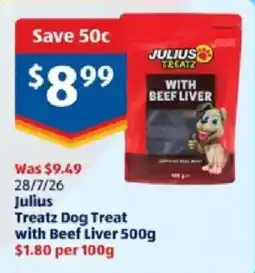 ALDI Julius Treatz Dog Treat with Beef Liver offer