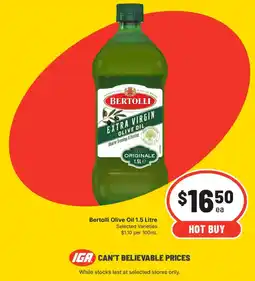 IGA Bertolli Olive Oil 1.5 Litre offer