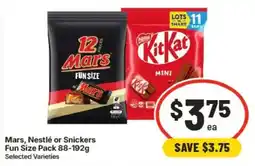 IGA Mars, Nestlé or Snickers Fun Size Pack offer